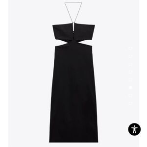 Zara Black Cutout Halter Midi Dress